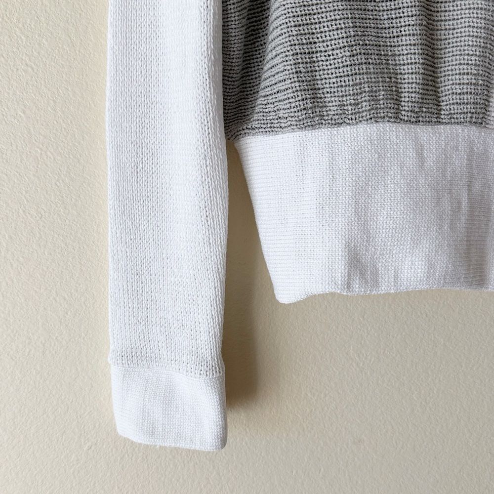 Eckhaus Latta 100% Cotton Asymmetric Colorblock Knit Cardigan Grey & White - Picture 12 of 14